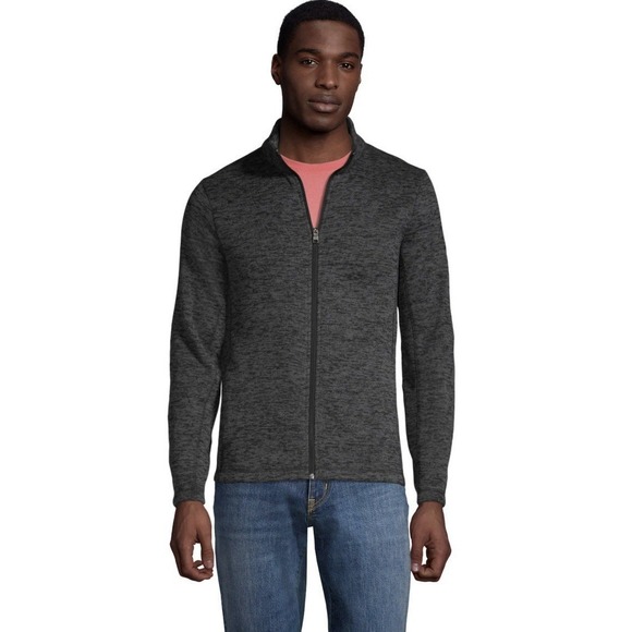 Lands End Fleece Jacket Men's Charcoal Gray Fleece Zip Up Pockets Outerwear Sz M - Picture 1 of 10